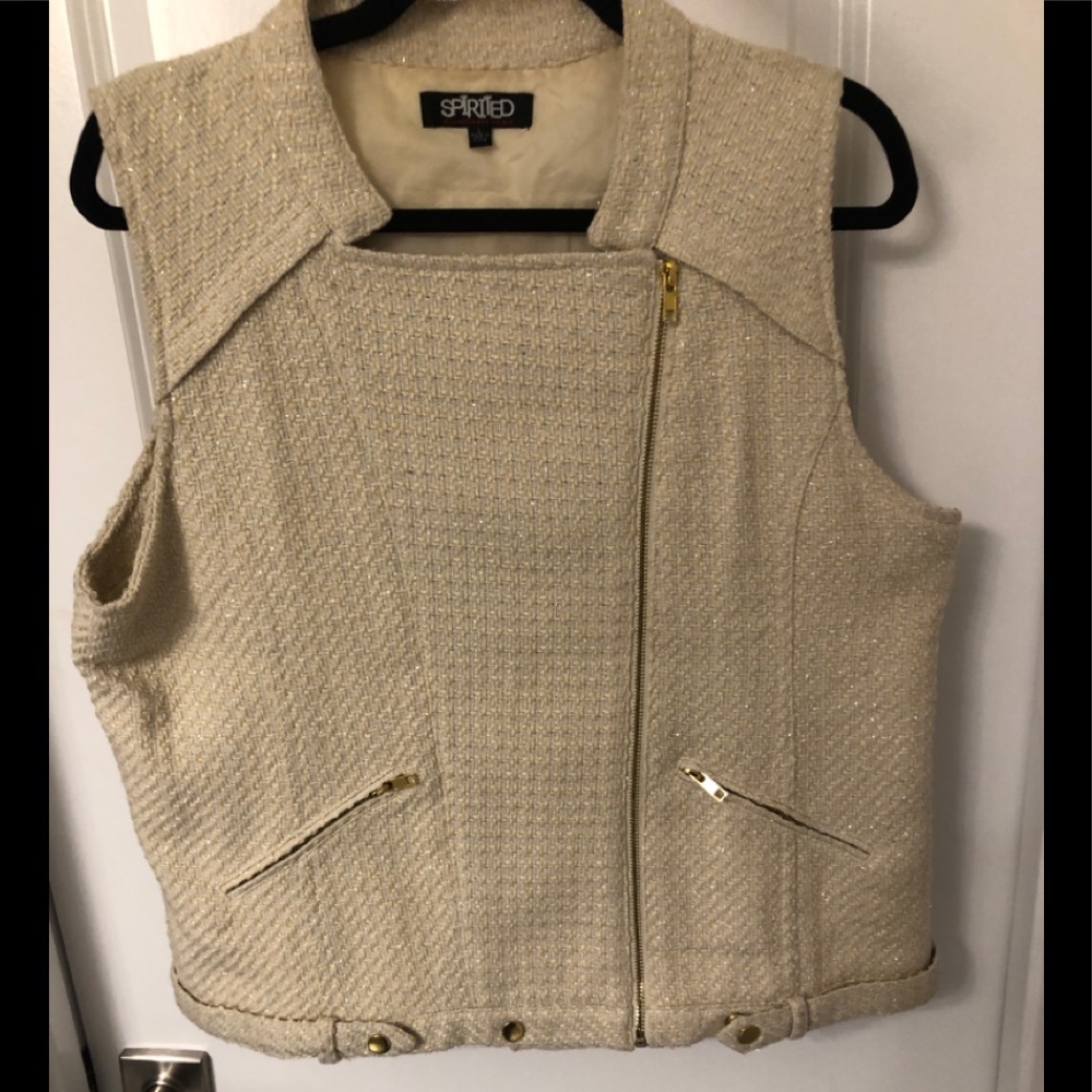 Spirited by Randolph Duke Gold Metallic Tweed Motorcyle Vest (L)